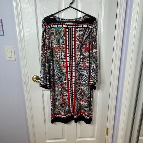 Beige by eci geometric grafittie dress 14 black red blue - Picture 2 of 8